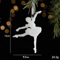 Sparkling white ballerina Christmas tree ornament hanging on pine branch, 13cm tall - Ballet Girl Style