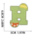 Detailed size view of Easter letter H embroidery patch with floral and sun motifs - Letter H
