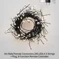 Three packs of 6m 200 LED warm white string lights with 8-mode remote control - 18m 600LED Plug-in Set / Black Wire Warm White