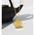 Vintage Goldkette mit beidseitigem Reliefmünzen-Anhänger und mikro-eingelegten Zirkonia-Steinen - Gold