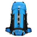 Blue 60L heavy-duty hiking backpack with water-resistant honeycomb nylon fabric - 56-75L / Sky Blue