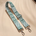 Adjustable wide replacement bag strap with green and white geometric wave patterns - Green and White W (Silver Buckle)