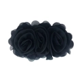 Detailed view of three-layered black chiffon rose hair accessories for children - Black