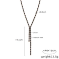 Detaillierte Y-förmige Titanstahl-Halskette mit schwarzem Zirkon-Rechteckanhänger Details - Gold mit schwarzem Zirkon