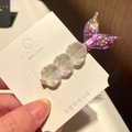Cute mermaid tail hair clip with iridescent shells and purple glitter resin details - 11# Mermaid - Purple