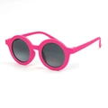 Toddler round frame sunglasses in matte pink with UV400 dark grey protective lenses - Sand Rose Red (Standard)