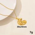 Golden stainless steel lizard pendant necklace with detailed texture on an O-chain link - Chameleon / Gold