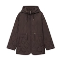 Veste matelassée marron pour femme avec capuche, motif ondulé et taille ajustée - XS / café