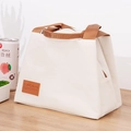 Borsa termica per il pranzo in tela bianco avorio con manici marroni per studenti - Tipo portatile / 25*16*19cm