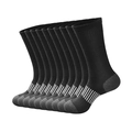 8-pack black mid-calf athletic cotton socks with gray reinforced heel and toe areas - Free Size 39-47 / Black and White