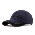 Dark blue and black contrast baseball cap with PODRLD embroidery for sun protection - Navy Blue Color Block