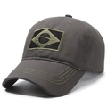 Dark grey cotton baseball cap with olive green Brazilian flag embroidery detail - Adjustable / Army Green
