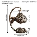 Sculpture de lanterne poisson rouge en bronze antique sur support pour maison et jardin - Bougeoir Lampe Poisson Noir Or (6678)