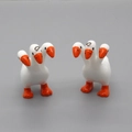 Ciondolo creativo a forma di oca a tre teste bianco e arancione con gancio - Oca a tre teste