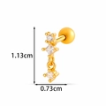 Gouden kraakbeen oorknopje met zirkonia ster en een veilige schroefsluiting - Drievoudige Vierkante Edelsteen Hanger Stijl (2603-4#金) / Goud