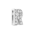 Polished silver R letter charm with white crystals for 10mm DIY mesh bracelet - Letter R / 10mm Full Drill Letter / Silver