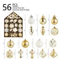 56-piece Christmas ornament set in gold and white with house-shaped storage box - Gold Style A