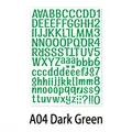 Detail von 1-Zoll dunkelgrünen Vinylbuchstaben und Zahlenaufklebern auf weißem Hintergrund - 210x290mm / Dunkelgrün