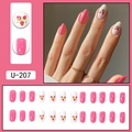 Set di unghie finte rosa e bianche a fragola forma a mandorla finitura lucida - Stile Motivo Fragola Rosa (U-207)