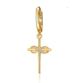 Golden S925 sterling silver hoop earrings with infinity cross and sparkling zircon stones - Infinity Cross Style (2725) - Single / Gold - Moissanite (#6)