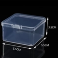 Compact 5.5x5.5x3.5cm transparent plastic jewelry box with hinged lid for earplugs - 5535 Square Box (5.5*5.5*3.5cm)