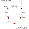 Collar de acero inoxidable chapado en oro de 18k con circonitas rojas y dimensiones - P145-Collar Largo Rojo (92+5cm)