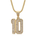 Gold plated hip hop necklace with iced out number 10 pendant and box chain - Pendant Only [No Chain] / Gold