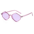 Pink transparent geometric diamond sunglasses with purple tinted lenses and hip-hop style - Transparent Purple/Purple Lens
