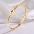 【62】curved Zircon Bangle - Gold