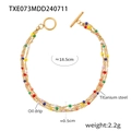 Bracciale multistrato in acciaio al titanio dorato con perline colorate e chiusura a levetta - Bracciale Oro (TXE073)