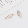 Coppia di connettori marquise dorati con zirconi trasparenti e doppi occhielli per gioielli - 10# Marquise Doppio Occhiello (6*16mm)