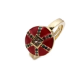 Bohemian gold plated ring with red enamel and multicolor zircon geometric pattern - Red