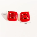 Orecchini vintage in smalto rosso con grande zircone e finiture in oro lucido - Rosso (266)