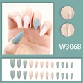 Unghie finte a mandorla con motivi floreali grigio-verde, rosa e glitter dorati - Stile Floreale di Albicocco Grigio Verde Rosa Glitter Oro (W3068)