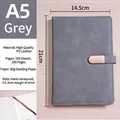 A5 gray PU leather notebook with 100 sheets and a secure horizontal metal buckle closure - A5 (With Buckle / 100 Sheets) / Gray