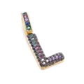 Rainbow cubic zirconia letter L charm pendant with gold plating for DIY jewelry making - Letter: L