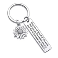 Silver stainless steel sunflower keychain with inspirational engraved metal pendant tag - May you be proud of the work that you do