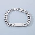 Bracciale a catena cubana in acciaio inox argento con piastra curva personalizzabile e moschettone - Stile B / Acciaio Opaco