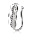 Silver leaf shaped non-pierced nose cuff clip in 10mm length and 3.1mm width - Leaf