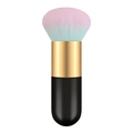Portable makeup brush with purple to green gradient bristles and gold metal ferrule - Small Chubby Black Gold Blue Smurf Hair (With Net)
