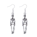 Retro silberne Totenkopf-Ohrhänger mit Haken für Halloween-Punk-Stil-Outfits - Vollskelett-Ohrhaken / Antiksilber