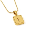 Golden snake chain necklace with square frosted letter I pendant in minimalist style - Letter I