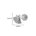 Titanium flat back stud earring with silver shell base and zircon star, size 0.61cm x 0.54cm - Fan Star Style (6#) / Silver