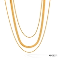 Triple layer golden necklace set featuring bold snake chain and delicate link chains - Triple Layer Snake Chain (KBD827)