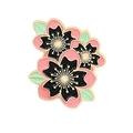 Cute pink and black flower enamel brooch badge in gold plating for bags and clothing - Pink & Black Triple Sakura Cluster