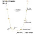 Long stainless steel floral glass stone necklace in gold finish with measurements - 92+5cm / A Style White Long Necklace