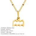 14K gold plated stainless steel Aquarius constellation pendant necklace with bead chain - Aquarius / Gold