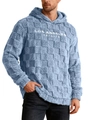 Detalle de sudadera azul con bordado Los Angeles y textura de patrón de cuadros - S / Azul claro