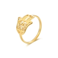 Anillo minimalista de acero inoxidable dorado con un diseño calado de la mano de Hamsa - 5# / Dorado