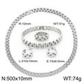 Parure bijoux hip hop en acier inoxydable avec maillons de montre 10mm au fini poli - Argent (KS221421-KFC)